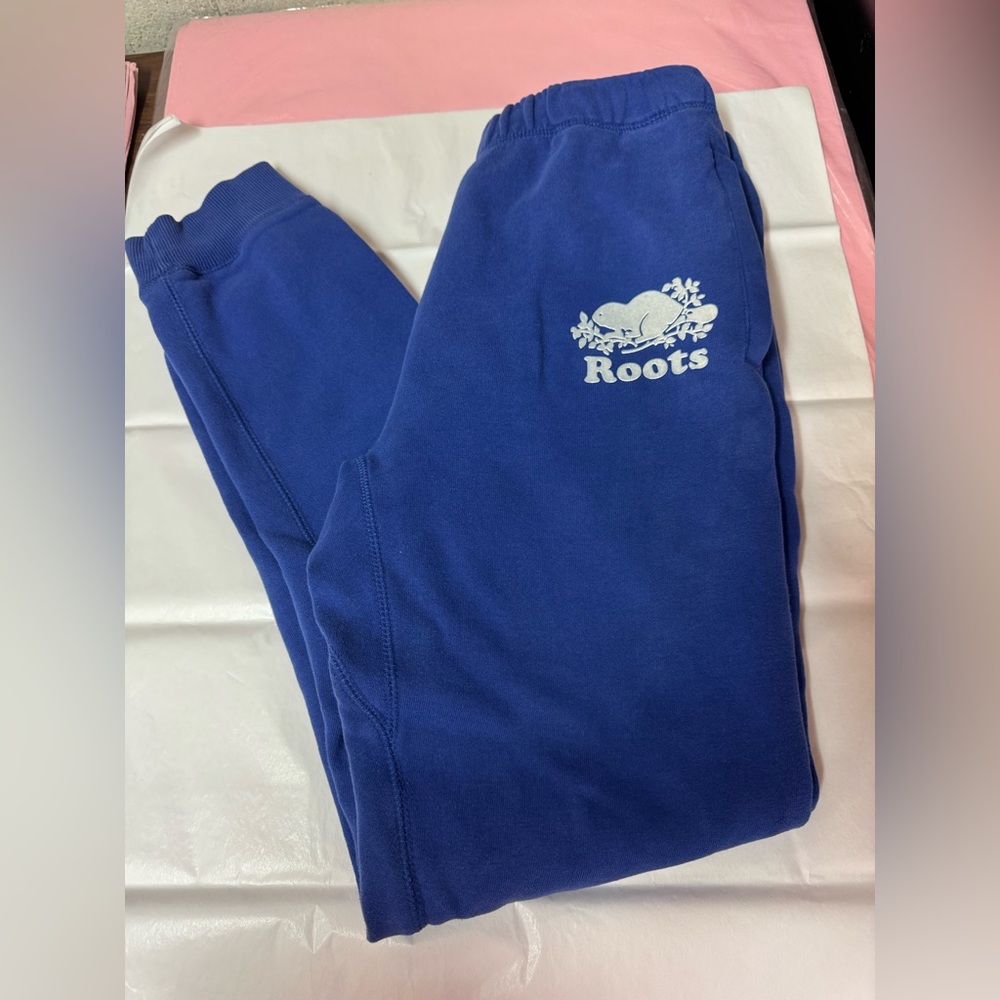 Roots Sweat Pant Zip Up Pockets Men Blue XS